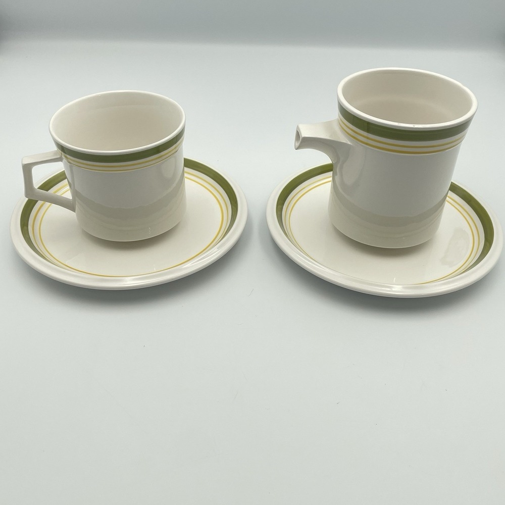 Mikasa Light 'n Lively Bahama 5401‎ Cup & Spouted Feeder Cup w/ Saucers Japan